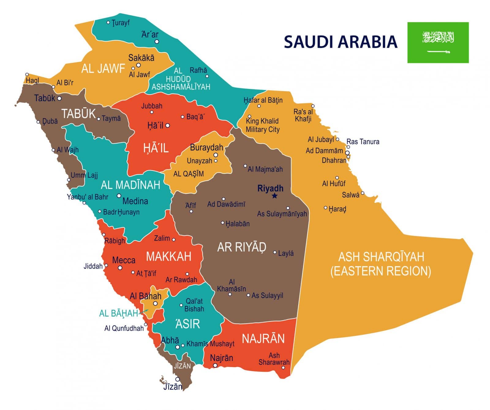 Localização geográfica da Arábia Saudita