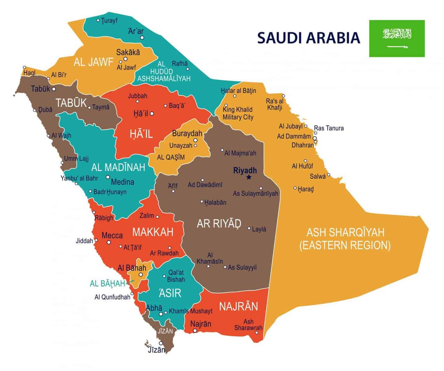 Localização geográfica da Arábia Saudita